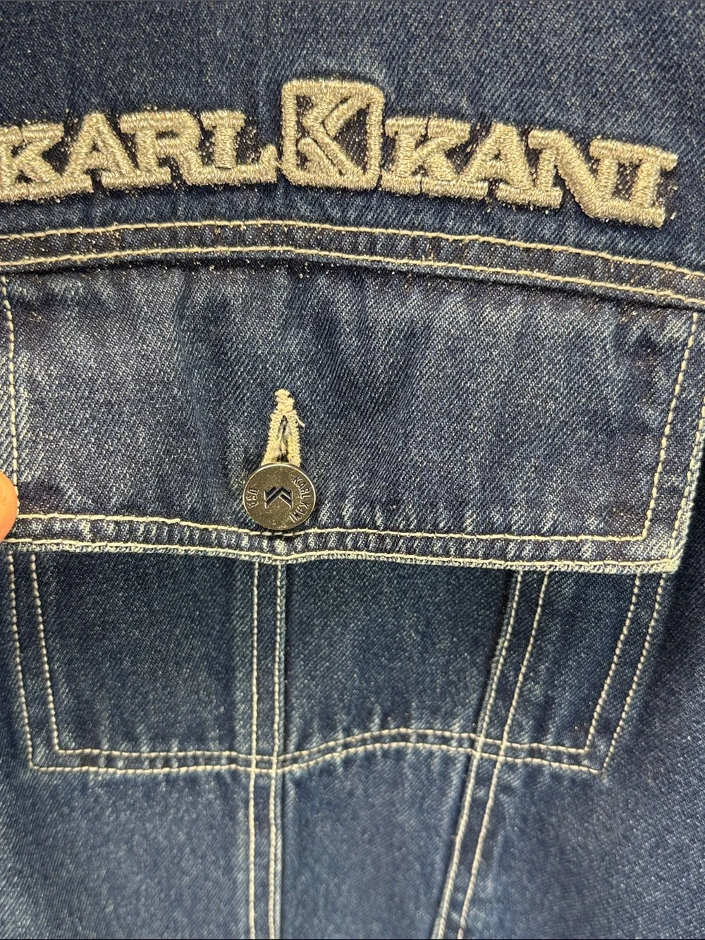 ⭐️Rare Vtg Karl Kani spellout denim jacket SZ XL